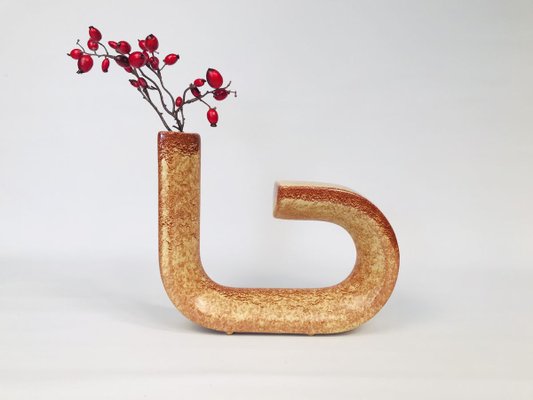 Italian Sculptural Loop-Shaped Ceramic Vase by Roberto Rigon for