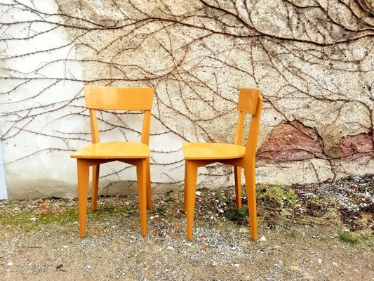 French Painted Wooden Dining Chairs 1950s Set of 2