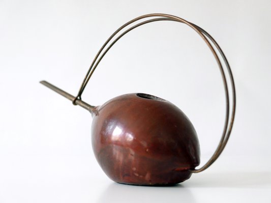 Deutsche Mid-Century Modern Keramik & Messing Gießkanne, 1950er