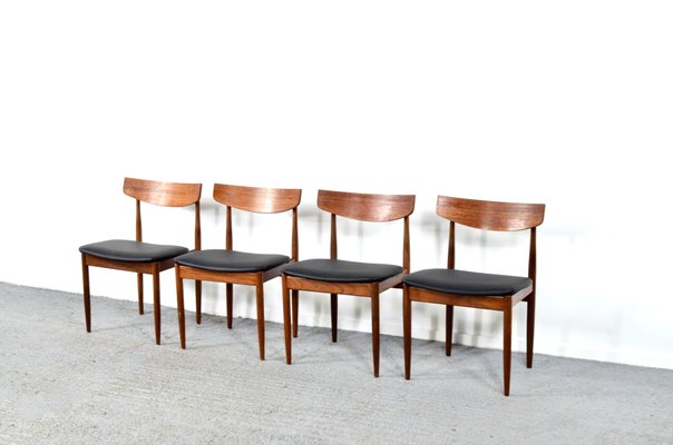 Teak Aniline Leather Dining Chairs By Ib Kofod Larsen For G Plan 1960s Set Of 4 For Sale At Pamono