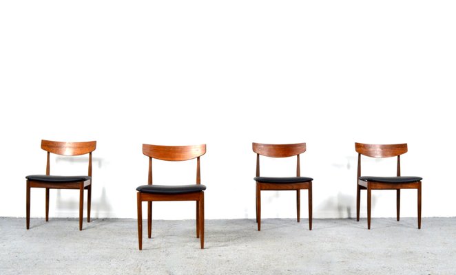 Teak Aniline Leather Dining Chairs By Ib Kofod Larsen For G Plan 1960s Set Of 4 For Sale At Pamono