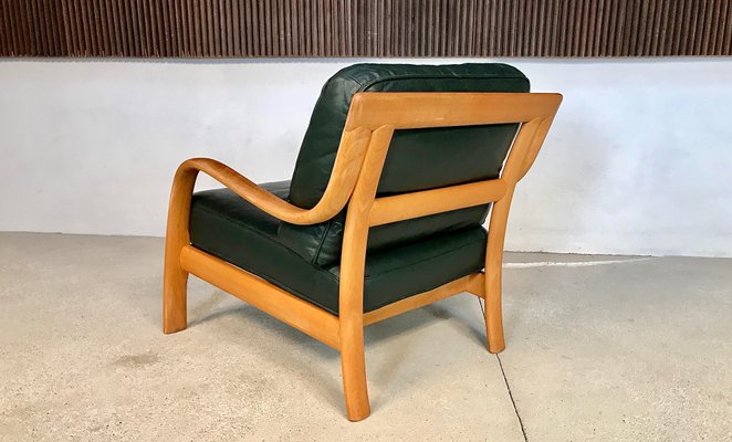 Danish Bentwood Leather Lounge Chair from Komfort 1970s for