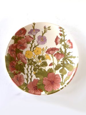 Italian Ceramic Floral Plate from Ernestine Salerno, 1950s for