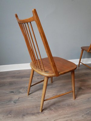 Mid Century German Cherry Wood Dining, Brown Cherry Wood Dining Chairs