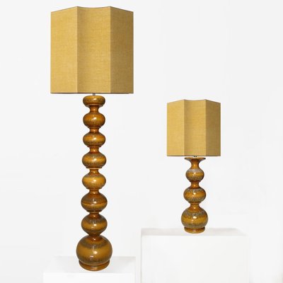 Large Ceramic Lamps With New Silk Custom Made Lampshades René Houben Set Of 2 For At Pamono Large Ceramic Lamps With New Silk, Custom Ceramic Table Lamps