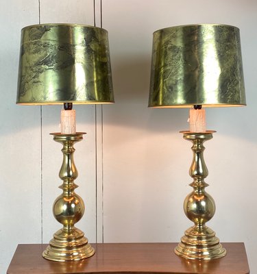 Large Antique Brass Table Lamps 1950s, Modern Antique Brass Table Lamp Shade