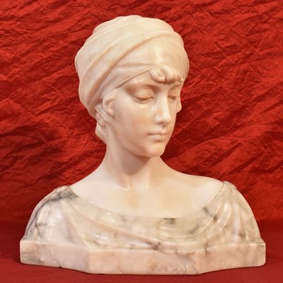 Guglielmo Pugi Bust Of Woman With Turban 19th Century Alabaster For Sale At Pamono