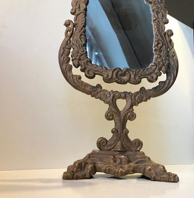 Antique Victorian Cast Iron Table, Antique Table Mirror With Stand