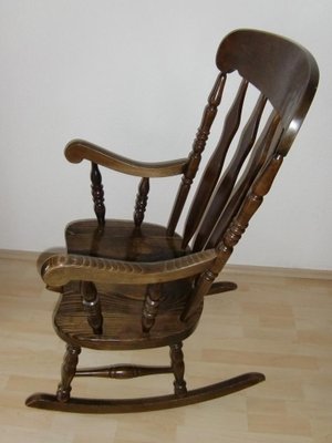 Antique Rocking Chair In Dark Solid, Antique Wooden Rocking Chairs 1920