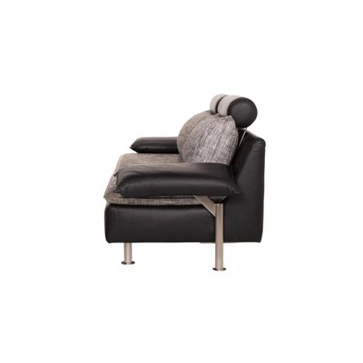 Model Tayo Black Grey Leather Sofa, Leather Sofa Chair
