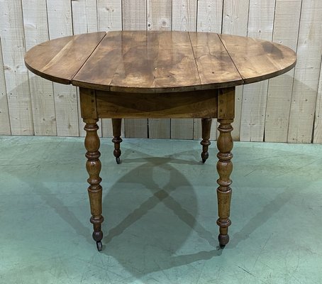 19th Century Louis Philippe Cherry Drop, Round Table With Drop Leaves
