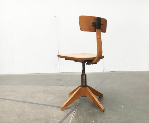 Mid Century German Wooden Swivel Chair, Wooden Swivel Desk Chair Uk