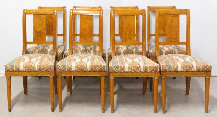 French Elm Dining Chairs 1920s, French Empire Style Dining Chairs
