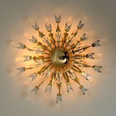 Crystal And Gilded Brass Italian Light Fixtures From Stilkronen Set Of 3 For At Pamono Gilded Brass Italian Light Fixtures, Italian Light Fixtures