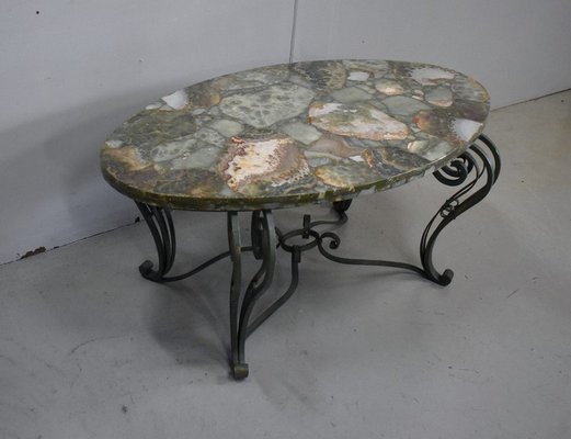 Coffee Table In Marble And Wrought Iron, Wrought Iron Coffee Table With Marble Top