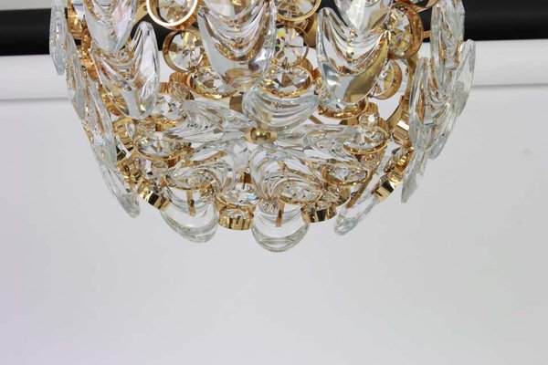 Crystal Glass Encrusted Chandelier, Small Crystal And Brass Chandelier