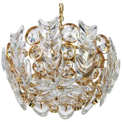Small Gilt Brass And Crystal Glass Encrusted Chandelier From Palwa 1970s For At Pamono Crystal Glass Encrusted Chandelier, Small Crystal And Brass Chandelier