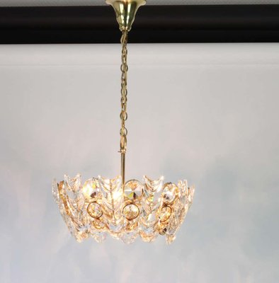 Small Gilt Brass And Crystal Glass Encrusted Chandelier From Palwa 1970s For At Pamono Crystal Glass Encrusted Chandelier, Small Crystal And Brass Chandelier