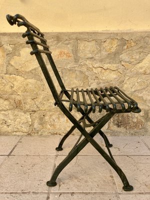 Modernist Green Iron Garden Folding Chair 1930s for sale at Pamono
