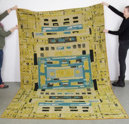 Giant Yellow Blue Wool Carpet 1970s For Sale At Pamono