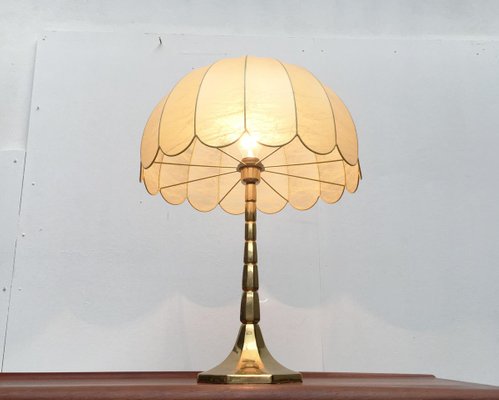 German Mid Century Brass Co Table, Mid Century Brass Table Lamp Vintage