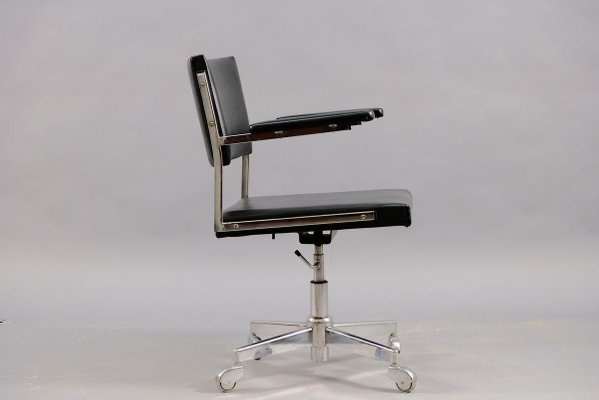 Vintage German Aniline Leather Desk, Vintage Leather Desk Chair