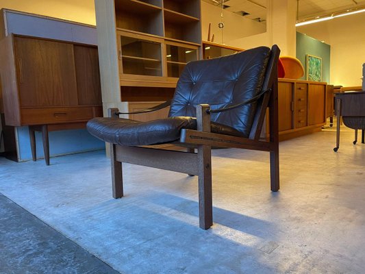 Sedia Hunter in pelle di Torbjorn Afdal per Bruksbo, anni '60 in