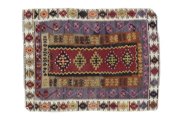 4x5 Rug Anatolia Turkish Kilim Rug Vintage Flat Weave 
