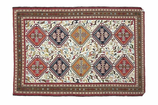 Turkish Oushak Kilim Rug Antique Vintage Handwoven Natural Wool Rug 4' x 6' 