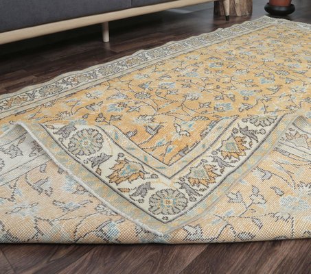 6x10 Vintage Turkish Oushak Floral Bordered & Orange Area