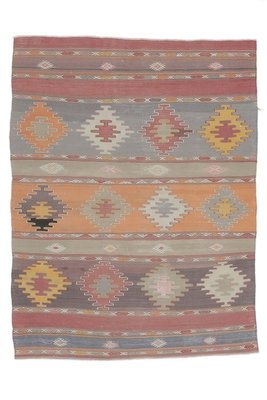 Turkish Oushak Kilim Rug Antique Vintage Handwoven Natural Wool Rug 3x5 feet 