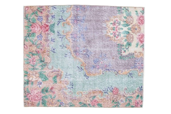 Grand Tapis Oriental Vintage Hamedan 266x95cm – Laine Fait Main, Motif Géométrique