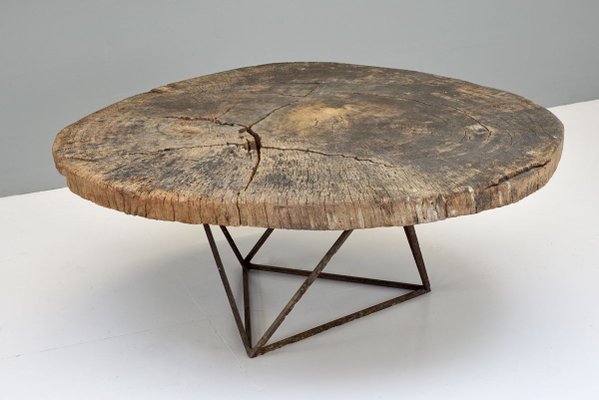 Tree Trunk Coffee Table With Geometric, Round Tree Trunk Coffee Table