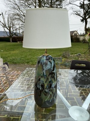 Large Vintage Green Ceramic Table Lamp, Green Ceramic Table Lamp