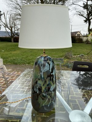 Large Vintage Green Ceramic Table Lamp, Vintage Green Table Lamp