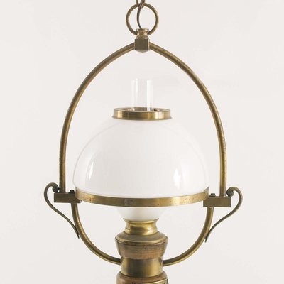 Turned Wood Ceiling Lamp, 1930s 