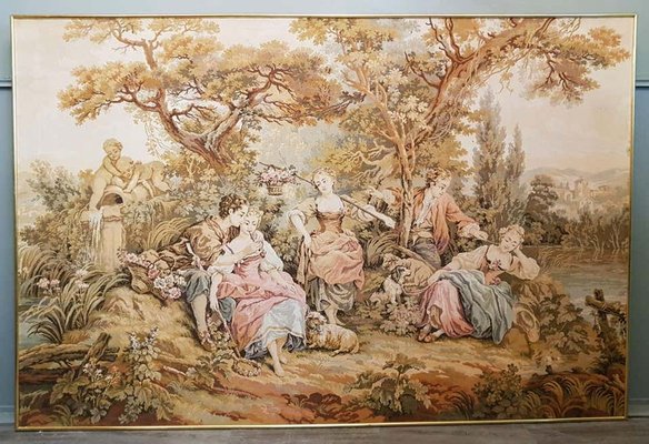 French Baroque Aubusson Style Wall Tapestry 1960s