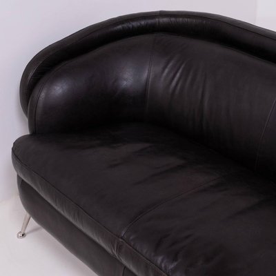 Vintage Italian Black Leather Sofa, Calgary Sofa Vintage Brown Leather