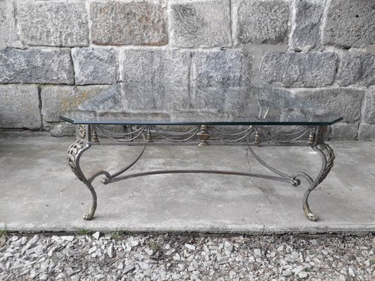 Large Wrought Iron Coffee Table With, Wrought Iron And Timber Coffee Table
