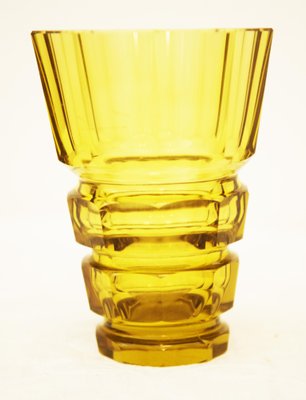 Yellow Art Deco Bohemian Crystal Glass Vase For Sale At Pamono