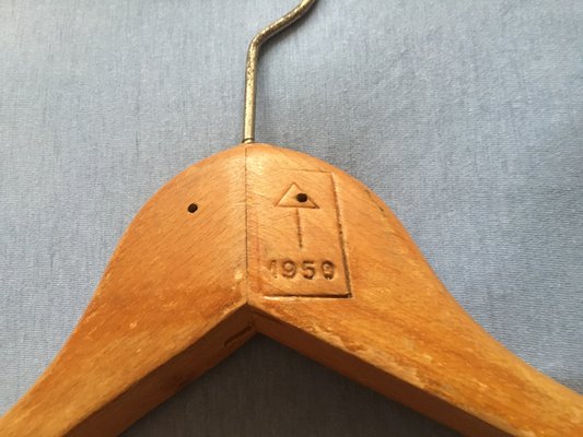 Vintage Wooden Coat Hangers. Retro Shops Hangers Set of 3. Coastal