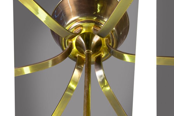 Italian Metal Brass Neon Chandelier from Lumen 1940s