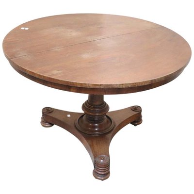 Antique Round Walnut Dining Table, Antique Round Pedestal Table