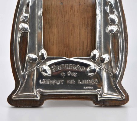 Broche Porte-Photo Cadre Vintage Art Nouveau Vers 1900 - En Métal Argenté - Occasion (État à Vérifier)
