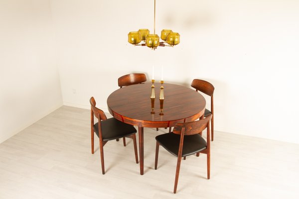 Vintage Danish Round Rosewood Dining, Round Rosewood Dining Table And Chairs