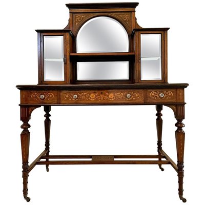 Antique 19th Century Victorian Inlaid, Antique Mirror Writing Desk