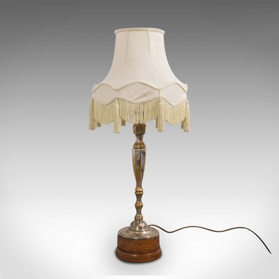Walnut Silver Plated Table Lamp 1930s, Tall Silver Table Lamp Base
