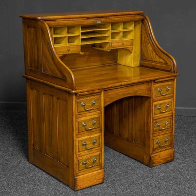 Antique Walnut Roll Top Desk For, Value Of Antique Oak Roll Top Desktop