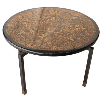 Black Gold Center Table Italy 1950s, Round Moroccan Coffee Table