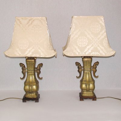 Chinese Bronze Urn Table Lamps With, Vintage Urn Table Lamps